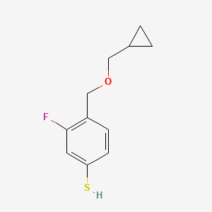 molecular formula C11H13FOS B8001565 4-[(Cyclopropanemethoxy)methyl]-3-fluorothiophenol 