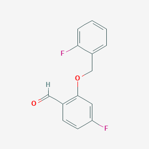molecular formula C14H10F2O2 B8001606 4-Fluoro-2-((2-fluorobenzyl)oxy)benzaldehyde 