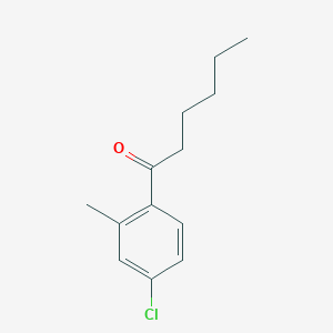 molecular formula C13H17ClO B8001762 1-(4-Chloro-2-methylphenyl)hexan-1-one 