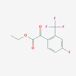 molecular formula C11H8F4O3 B8002131 (4-Fluoro-2-trifluoromethylphenyl)oxo-acetic acid ethyl ester 