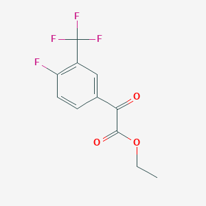 molecular formula C11H8F4O3 B8002175 (4-Fluoro-3-trifluoromethylphenyl)oxo-acetic acid ethyl ester 