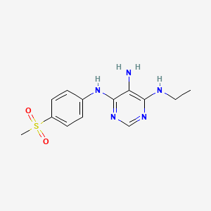 molecular formula C13H17N5O2S B8002754 N4-ethyl-N6-(4-(methylsulfonyl)phenyl)pyrimidine-4,5,6-triamine CAS No. 1206970-60-6