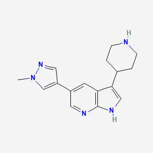 molecular formula C16H19N5 B8002804 5-(1-methyl-1H-pyrazol-4-yl)-3-(piperidin-4-yl)-1H-pyrrolo[2,3-b]pyridine CAS No. 1206969-38-1