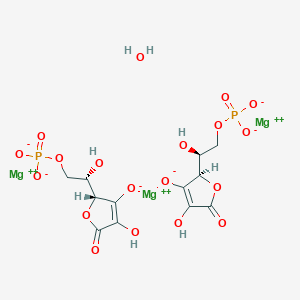 trimagnesium;[(2S)-2-hydroxy-2-[(2R)-4-hydroxy-3-oxido-5-oxo-2H-furan-2-yl]ethyl] phosphate;hydrate