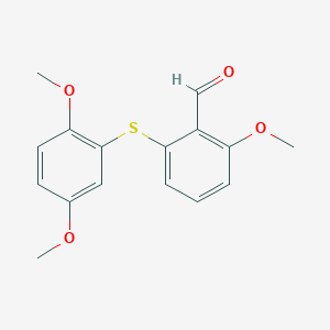 molecular formula C16H16O4S B8002875 2-(2,5-Dimethoxyphenylthio)-6-methoxybenzaldehyde 
