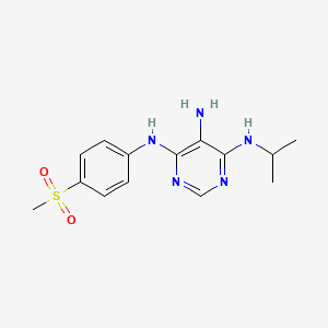 molecular formula C14H19N5O2S B8002957 N4-isopropyl-N6-(4-(methylsulfonyl)phenyl)pyrimidine-4,5,6-triamine 