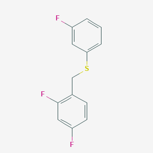 molecular formula C13H9F3S B8003231 1,3-Difluoro-4-[(3-fluorophenyl)sulfanylmethyl]benzene 