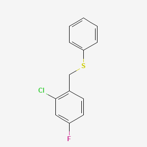 molecular formula C13H10ClFS B8003295 1-Chloro-3-fluoro-6-(phenylsulfanylmethyl)benzene 