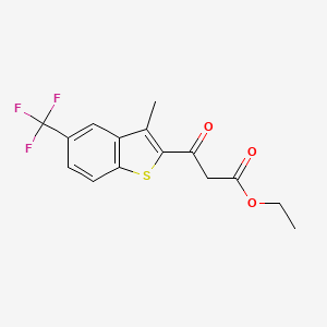 molecular formula C15H13F3O3S B8003476 Ethyl 3-[3-methyl-5-(trifluoromethyl)-1-benzothien-2-yl]-3-oxopropanoate 