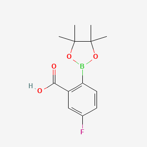 molecular formula C13H16BFO4 B8003519 5-Fluoro-2-(4,4,5,5-tetramethyl-1,3,2-dioxaborolan-2-yl)benzoic acid 