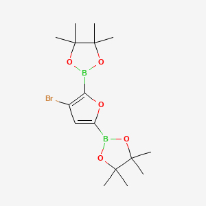 molecular formula C16H25B2BrO5 B8003522 3-Bromofuran-2-5-diboronic acid pinacol ester 