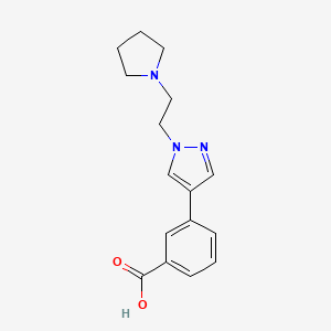 molecular formula C16H19N3O2 B8003629 3-(1-(2-(pyrrolidin-1-yl)ethyl)-1H-pyrazol-4-yl)benzoic acid 