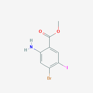 molecular formula C8H7BrINO2 B8003769 2-Amino-4-bromo-5-iodo-benzoic acid methyl ester 