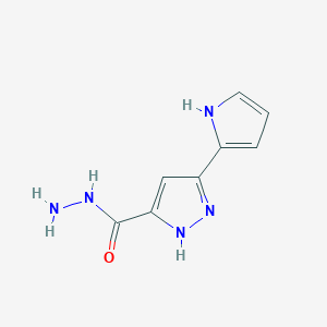 molecular formula C8H9N5O B8003925 3-(1H-pyrrol-2-yl)-1H-pyrazole-5-carbohydrazide 