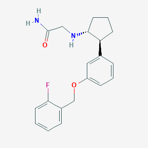 molecular formula C20H23FN2O2 B8003931 2-{[(1R,2S)-2-{3-[(2-fluorophenyl)methoxy]phenyl}cyclopentyl]amino}acetamide 