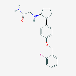 molecular formula C20H23FN2O2 B8003932 2-{[(1S,2S)-2-{4-[(2-fluorophenyl)methoxy]phenyl}cyclopentyl]amino}acetamide 