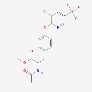 molecular formula C18H16ClF3N2O4 B8003937 Methyl 3-(4-{[3-chloro-5-(trifluoromethyl)pyridin-2-yl]oxy}phenyl)-2-acetamidopropanoate 