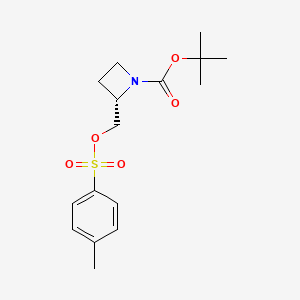 molecular formula C16H23NO5S B8004256 (S)-tert-Butyl 2-((tosyloxy)methyl)azetidine-1-carboxylate 
