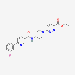 molecular formula C24H24FN5O3 B8004260 Ethyl 6-(4-(6-(3-fluorophenyl)pyridine-3-carboxamido)piperidin-1-yl)pyridazine-3-carboxylate CAS No. 1393330-39-6