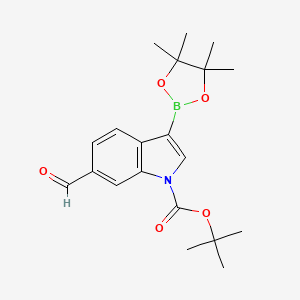 molecular formula C20H26BNO5 B8004265 1-(tert-Butoxycarbonyl)-6-formyl-1H-indol-3-ylboronic acid pinacol ester 