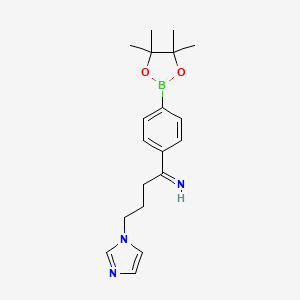 molecular formula C19H26BN3O2 B8004286 4-Imidazol-1-yl-1-[4-(4,4,5,5-tetramethyl-1,3,2-dioxaborolan-2-yl)phenyl]butan-1-imine 