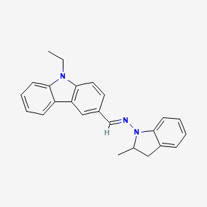 (E)-1-(9-ethylcarbazol-3-yl)-N-(2-methyl-2,3-dihydroindol-1-yl)methanimine