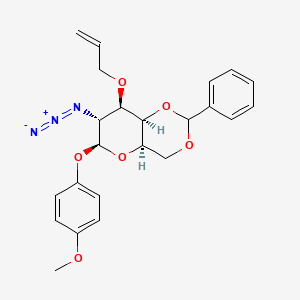 molecular formula C23H25N3O6 B8004462 (4aR,6S,7R,8R,8aR)-7-azido-6-(4-methoxyphenoxy)-2-phenyl-8-prop-2-enoxy-4,4a,6,7,8,8a-hexahydropyrano[3,2-d][1,3]dioxine 