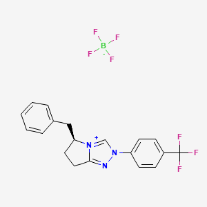 molecular formula C19H17BF7N3 B8004470 (S)-Benzyl-2-[4-(trifluoromethyl)phenyl]-6,7-dihydro-5H-pyrrolo[2,1-c][1,2,4]triazolium Tetrafluoroborate 