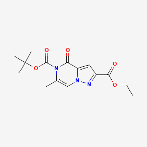 molecular formula C15H19N3O5 B8004498 5-tert-Butyl 2-ethyl 6-methyl-4-oxopyrazolo[1,5-a]pyrazine-2,5(4H)-dicarboxylate 
