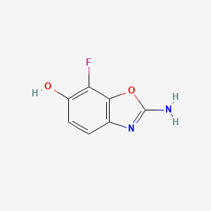 molecular formula C7H5FN2O2 B8004601 2-Amino-7-fluoro-1,3-benzoxazol-6-OL 