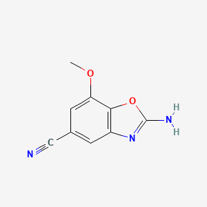 molecular formula C9H7N3O2 B8004617 2-Amino-7-methoxy-1,3-benzoxazole-5-carbonitrile 