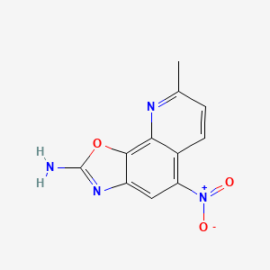 molecular formula C11H8N4O3 B8004673 8-Methyl-5-nitro-[1,3]oxazolo[4,5-H]quinolin-2-amine 