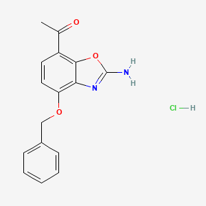 molecular formula C16H15ClN2O3 B8004681 1-[2-Amino-4-(benzyloxy)-1,3-benzoxazol-7-YL]ethanone hydrochloride 