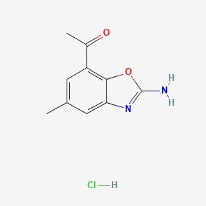 molecular formula C10H11ClN2O2 B8004728 1-(2-Amino-5-methyl-1,3-benzoxazol-7-YL)ethanone hydrochloride 