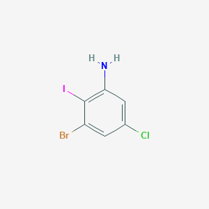 molecular formula C6H4BrClIN B8004841 3-Bromo-5-chloro-2-iodoaniline 