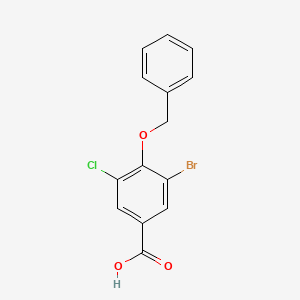 molecular formula C14H10BrClO3 B8004844 4-(Benzyloxy)-3-bromo-5-chlorobenzoic acid 