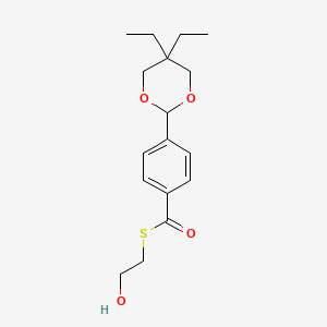molecular formula C17H24O4S B8004993 S-2-hydroxyethyl 4-(5,5-diethyl-1,3-dioxan-2-yl)benzothioate 
