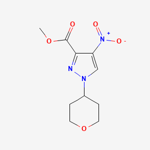molecular formula C10H13N3O5 B8005063 Methyl 4-nitro-1-(tetrahydro-2H-pyran-4-yl)-1H-pyrazole-3-carboxylate 