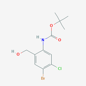 molecular formula C12H15BrClNO3 B8005117 (4-Bromo-5-chloro-2-hydroxymethyl-phenyl)-carbamic acid tert-butyl ester 