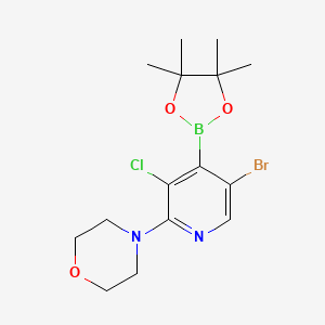 molecular formula C15H21BBrClN2O3 B8005130 5-Bromo-3-chloro-2-(morpholin-4-yl)pyridin-4-boronic acid pinacol ester 
