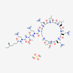molecular formula C53H102N16O17S B8005134 Unk-N(Me)Dab-Thr-Dab-Dab(1)-D-Dab-D-Leu-Leu-Dab-Dab-Thr-(1).H2SO4 