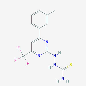 molecular formula C13H12F3N5S B8005282 2-Thiosemicarbazido-6-(m-tolyl)-4-(trifluoromethyl)pyrimidine 