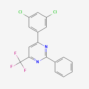 molecular formula C17H9Cl2F3N2 B8005288 6-(3,5-Dichlorophenyl)-2-phenyl-4-(trifluoromethyl)pyrimidine 