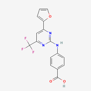 molecular formula C16H10F3N3O3 B8005289 N-[6-(2-Furyl)-4-(trifluoromethyl)pyrimidin-2-yl]-4-aminobenzoic acid 