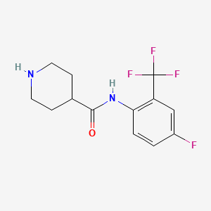 molecular formula C13H14F4N2O B8005483 N-(4-Fluoro-2-(trifluoromethyl)phenyl)piperidine-4-carboxamide 