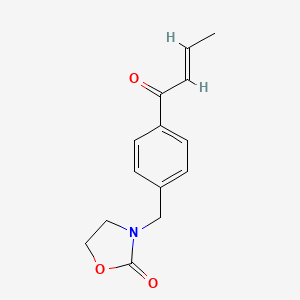 molecular formula C14H15NO3 B8005498 3-[[4-[(E)-but-2-enoyl]phenyl]methyl]-1,3-oxazolidin-2-one 