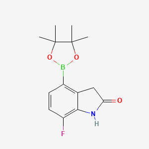 molecular formula C14H17BFNO3 B8005547 7-Fluoro-4-(4,4,5,5-tetramethyl-1,3,2-dioxaborolan-2-yl)-1,3-dihydroindol-2-one 