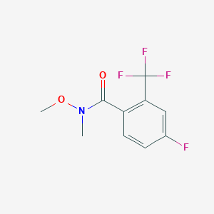molecular formula C10H9F4NO2 B8005700 4-fluoro-N-methoxy-N-methyl-2-trifluoromethylbenzamide 