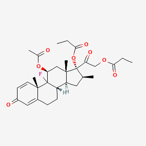 molecular formula C30H39FO8 B8005788 [2-[(8S,10S,11S,13S,14S,16S,17R)-11-acetyloxy-9-fluoro-10,13,16-trimethyl-3-oxo-17-propanoyloxy-6,7,8,11,12,14,15,16-octahydrocyclopenta[a]phenanthren-17-yl]-2-oxoethyl] propanoate 