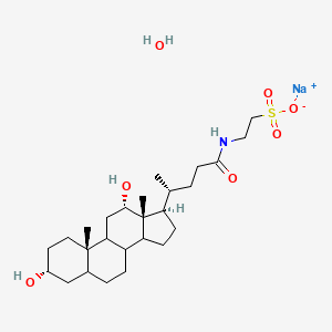 molecular formula C26H46NNaO7S B8005801 sodium;2-[[(4R)-4-[(3R,10S,12S,13R,17R)-3,12-dihydroxy-10,13-dimethyl-2,3,4,5,6,7,8,9,11,12,14,15,16,17-tetradecahydro-1H-cyclopenta[a]phenanthren-17-yl]pentanoyl]amino]ethanesulfonate;hydrate 